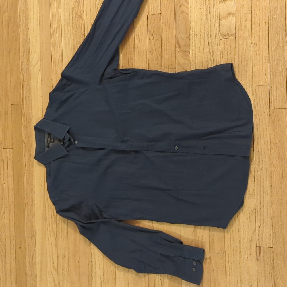 Men's navy blue banana Republic stretch slim fit button-down shirt size large